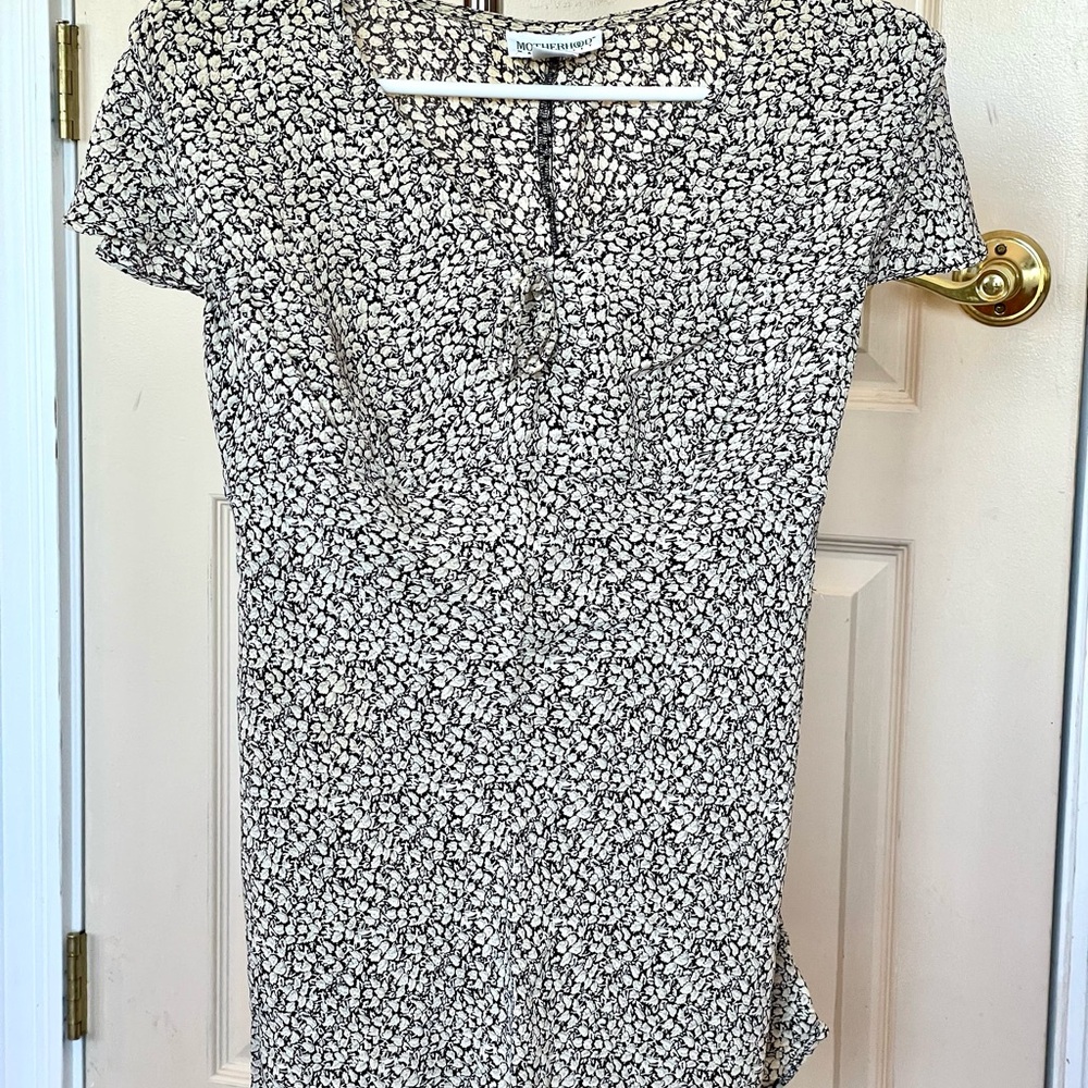Motherhood Maternity Black and Cream Patterned Top